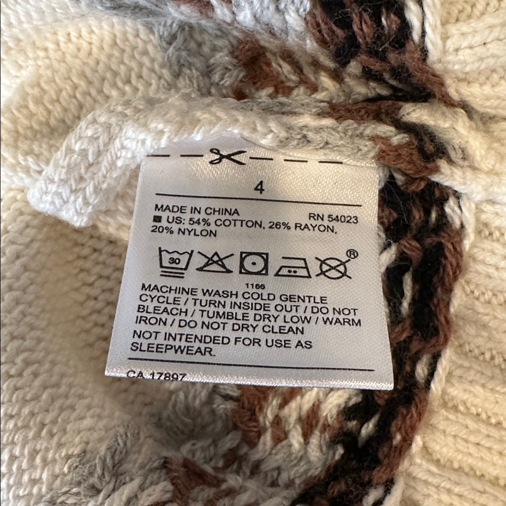 Janie and Jack Gray, Brown, Black & Cream Knit Cardigan. Size 4 - Picture 7 of 8